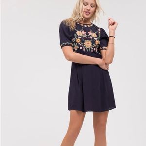 Navy floral embroidered dress